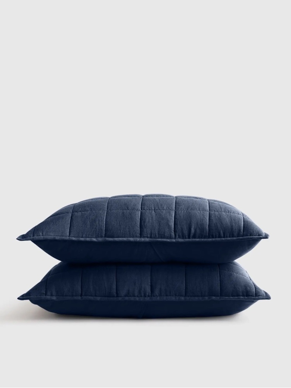 QUINCE European Linen Box Quilted Sham Set King Navy 7574